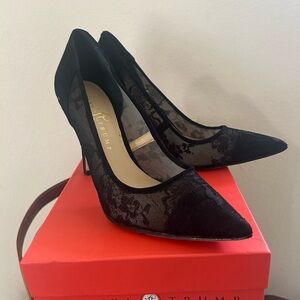 Ivanka Trump Black Lace & Suede Heels